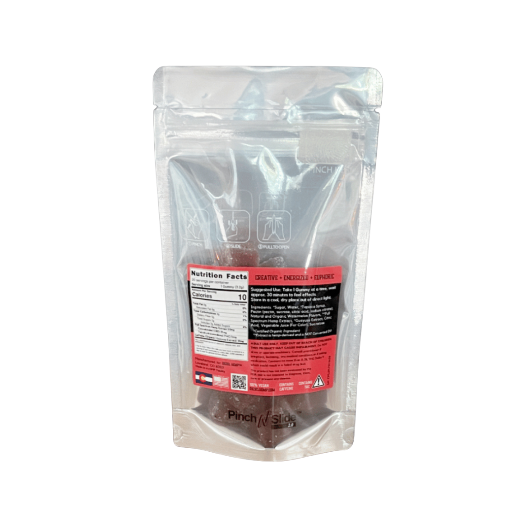 Hippie Speedball Sativa 5mg THC + 25mg Full-Spectrum CBD + 10mg Caffeine Gummies (20ct) - Image 2